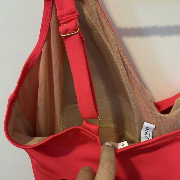 AquaShape Tankini Swimsuit Womens XL Red Draped Top High Waist Bottom Set - Picture 8 of 15